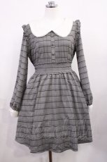 画像1: LIZ LISA / レースアップチェックリボンワンピース Free グレー H-26-03-16-1010-LO-OP-NS-ZH (1)