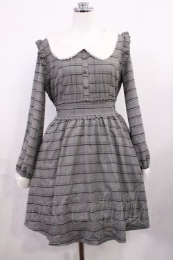 画像1: LIZ LISA / レースアップチェックリボンワンピース Free グレー H-26-03-16-1010-LO-OP-NS-ZH