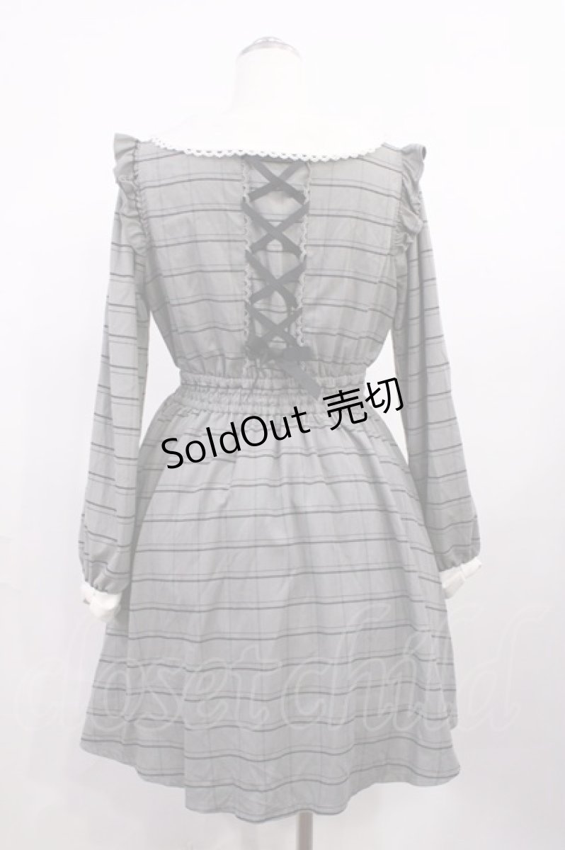 画像2: LIZ LISA / レースアップチェックリボンワンピース Free グレー H-26-03-16-1010-LO-OP-NS-ZH (2)