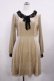 画像1: axes femme / 襟レース使いベロアワンピース M ベージュ H-26-03-16-1014-AX-OP-NS-ZH (1)