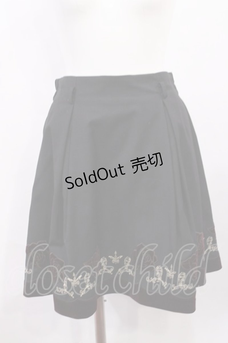 画像1: axes femme POETIQUE / 薔薇ベロア刺繍ミニスカート M ブラック H-26-03-16-1019-AX-SK-NS-ZH (1)