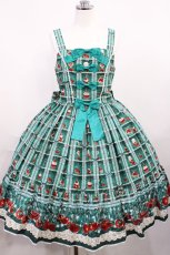 画像1: metamorphose / Retro Cherryティアードジャンパースカート サイズ1 グリーン H-26-03-16-1002-ME-OP-NS-ZH (1)