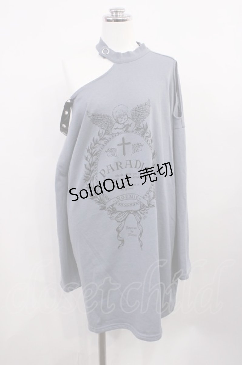 画像1: NOEMIE / メッシュ切り替えオープンショルダー裏毛Tシャツ M グレー H-26-03-16-1024-LO-TS-NS-ZH (1)