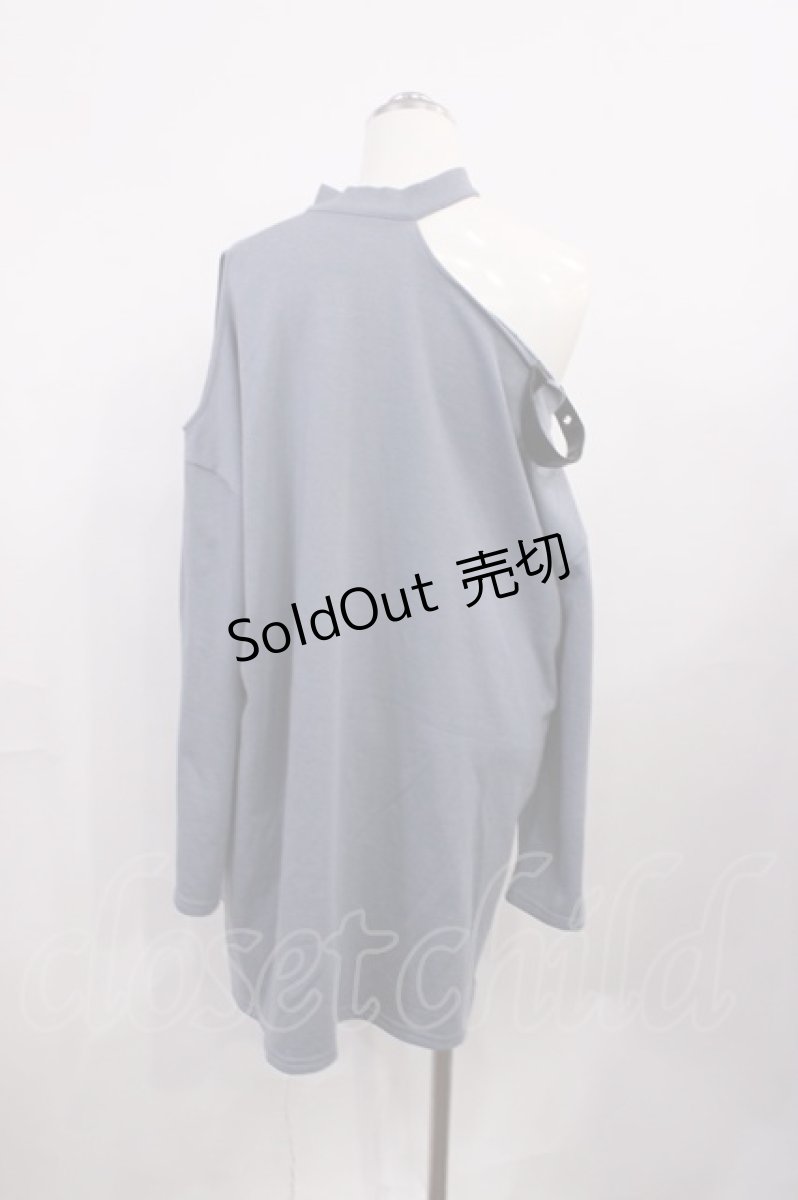 画像2: NOEMIE / メッシュ切り替えオープンショルダー裏毛Tシャツ M グレー H-26-03-16-1024-LO-TS-NS-ZH (2)