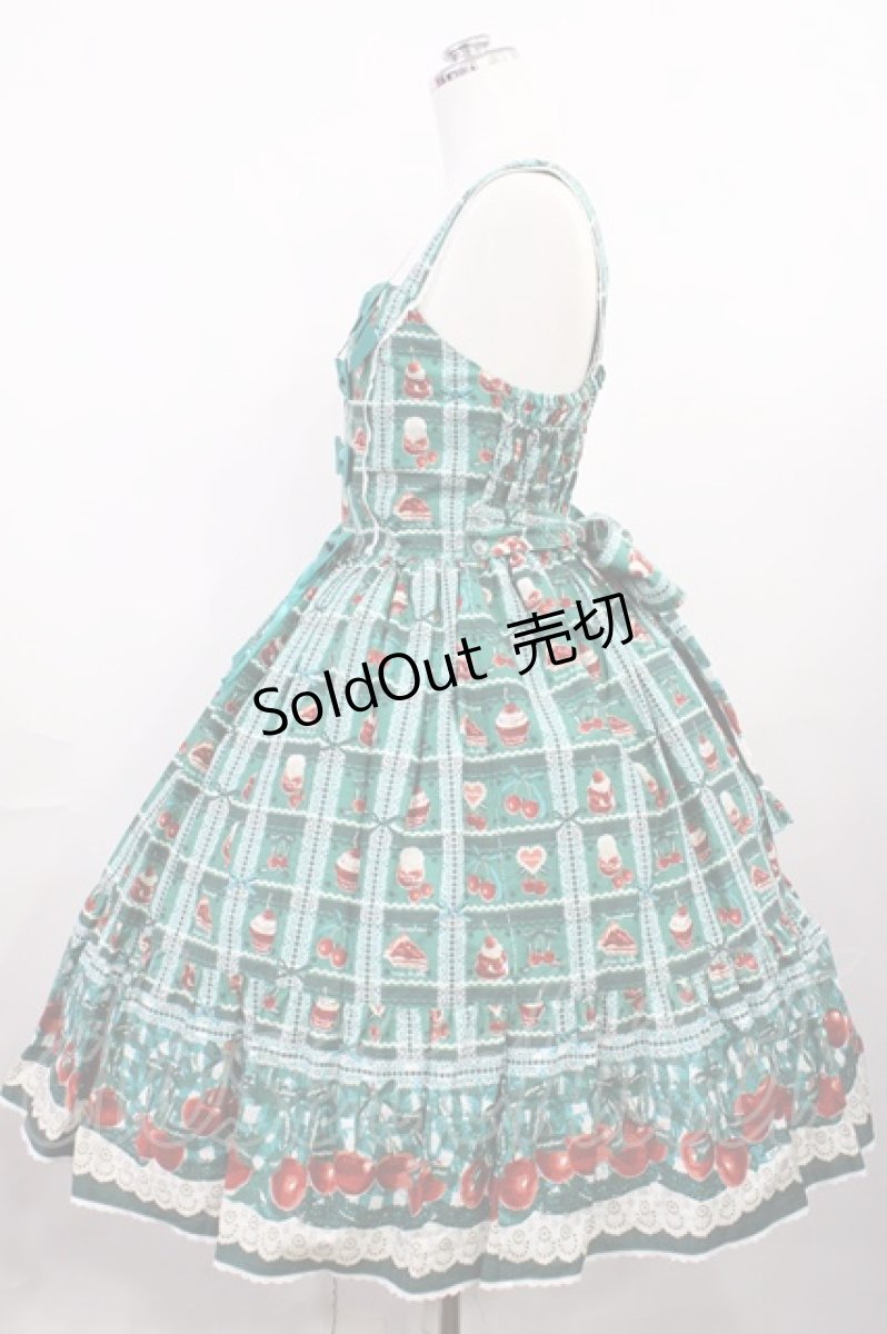 画像2: metamorphose / Retro Cherryティアードジャンパースカート サイズ1 グリーン H-26-03-16-1002-ME-OP-NS-ZH (2)