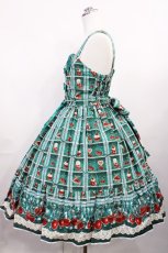 画像2: metamorphose / Retro Cherryティアードジャンパースカート サイズ1 グリーン H-26-03-16-1002-ME-OP-NS-ZH (2)