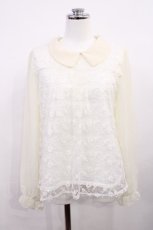 画像1: axes femme / 袖シャーリングレースプルオーバー M 生成り H-26-03-16-1027-AX-TO-NS-ZH (1)