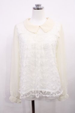 画像1: axes femme / 袖シャーリングレースプルオーバー M 生成り H-26-03-16-1027-AX-TO-NS-ZH