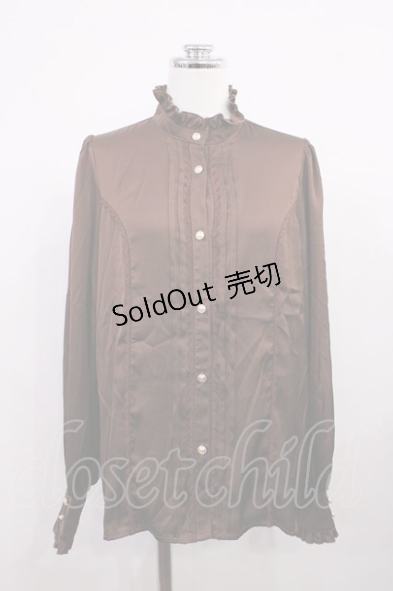 画像1: axes femme POETIQUE / ストライプサテンブラウス M ブラウン H-26-03-16-1028-AX-BL-NS-ZH (1)