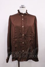 画像1: axes femme POETIQUE / ストライプサテンブラウス M ブラウン H-26-03-16-1028-AX-BL-NS-ZH (1)