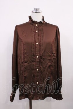 画像1: axes femme POETIQUE / ストライプサテンブラウス M ブラウン H-26-03-16-1028-AX-BL-NS-ZH