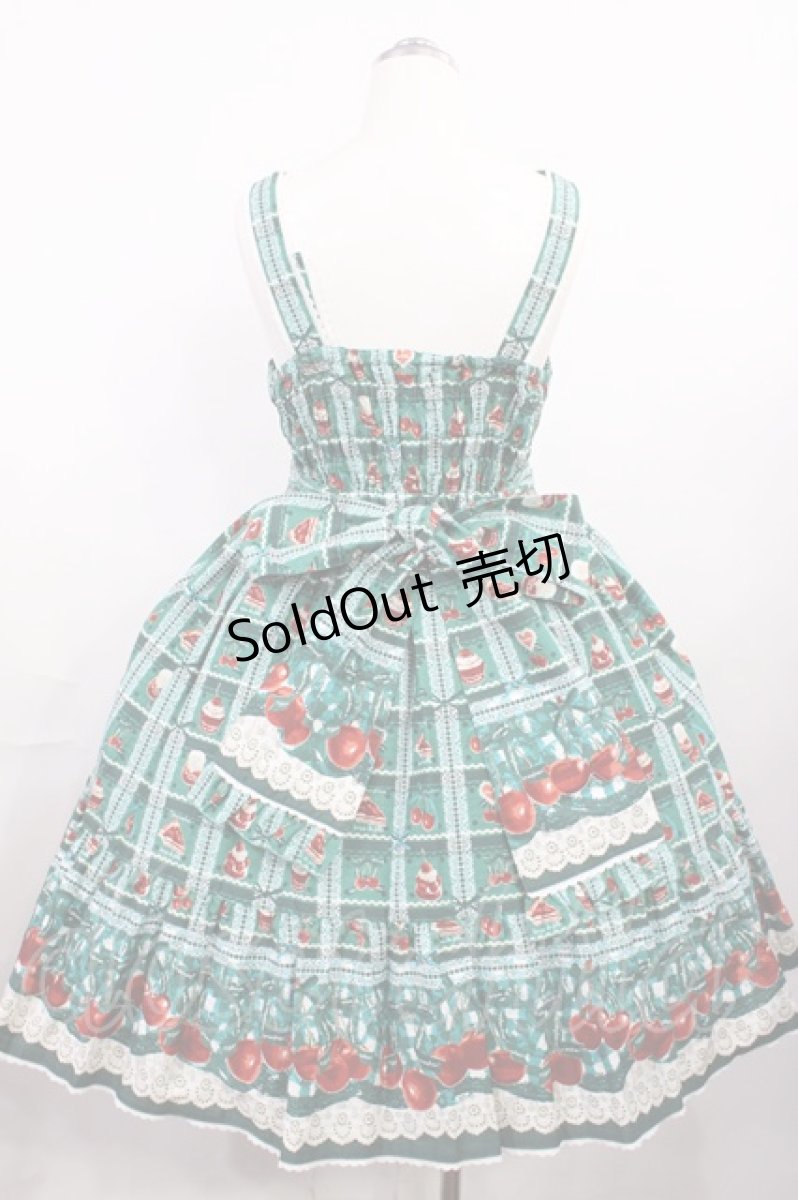 画像3: metamorphose / Retro Cherryティアードジャンパースカート サイズ1 グリーン H-26-03-16-1002-ME-OP-NS-ZH (3)