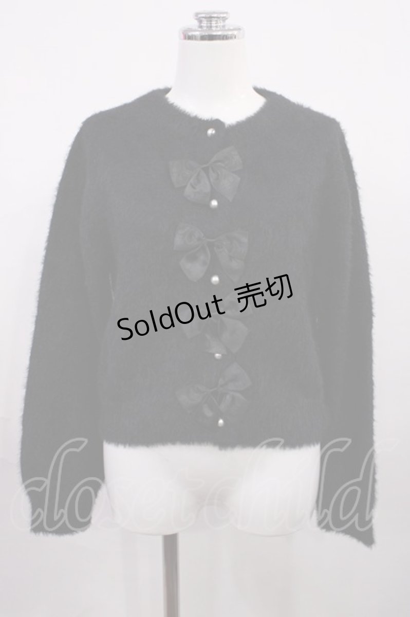 画像1: m petit by misako / MSKリボンカーディガン M ブラック H-26-03-16-1033-LO-TO-NS-ZH (1)