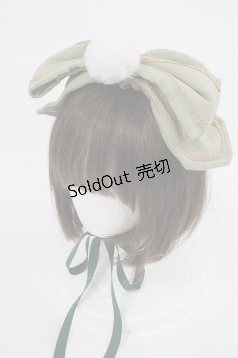 画像1: metamorphose / ゆきうさぎリボンヘッドドレス  グリーン H-26-03-16-1039-ME-AC-NS-ZH (1)