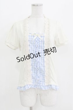 画像1: axes femme / ギンガムチェック切替トップス M 生成り/サックス H-26-03-16-056-AX-TO-NS-ZH