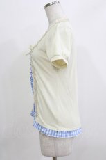 画像2: axes femme / ギンガムチェック切替トップス M 生成り/サックス H-26-03-16-056-AX-TO-NS-ZH (2)