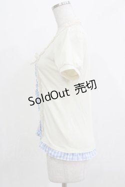 画像2: axes femme / ギンガムチェック切替トップス M 生成り/サックス H-26-03-16-056-AX-TO-NS-ZH