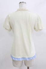 画像3: axes femme / ギンガムチェック切替トップス M 生成り/サックス H-26-03-16-056-AX-TO-NS-ZH (3)