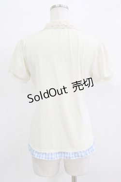 画像3: axes femme / ギンガムチェック切替トップス M 生成り/サックス H-26-03-16-056-AX-TO-NS-ZH