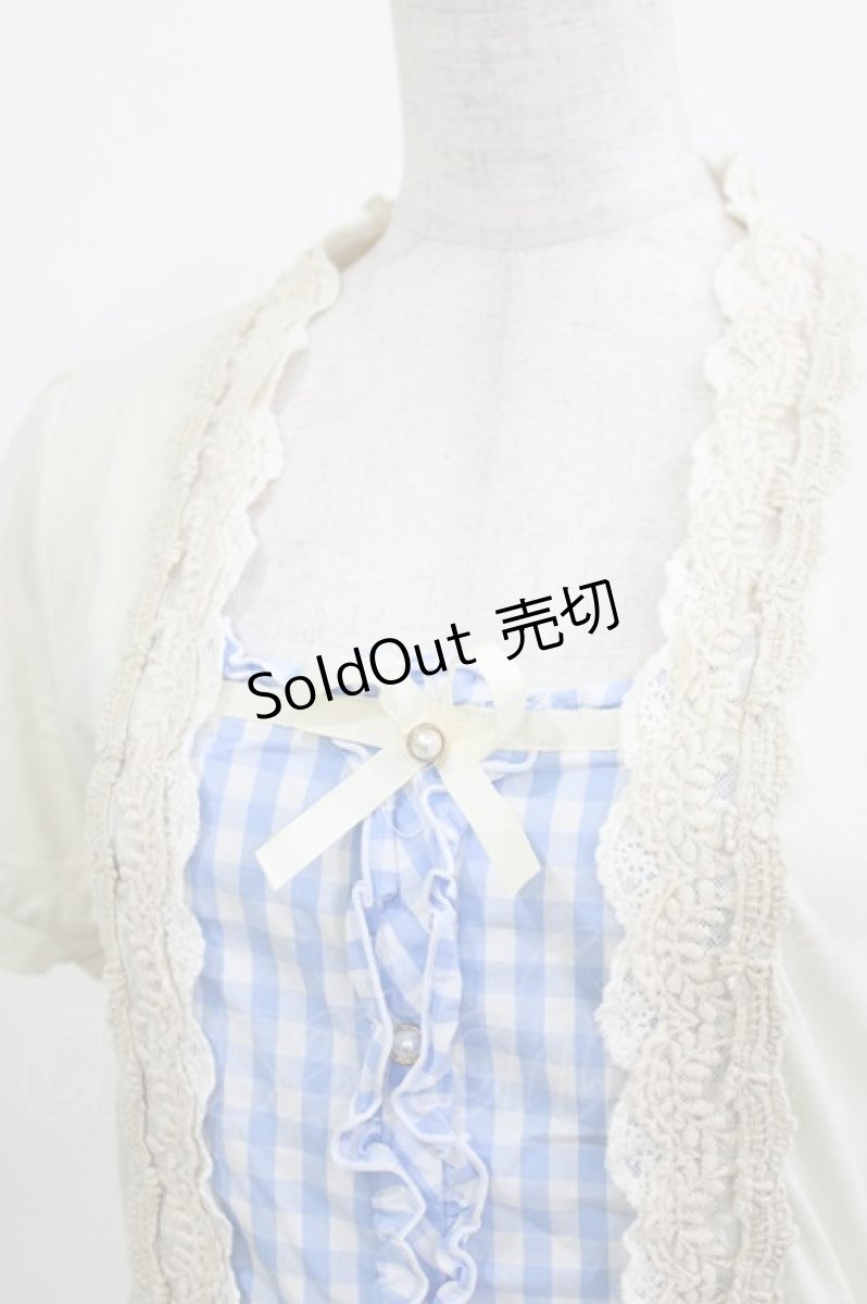 画像4: axes femme / ギンガムチェック切替トップス M 生成り/サックス H-26-03-16-056-AX-TO-NS-ZH (4)