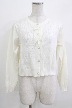 画像1: m petit by misako / AM*ハート透かしニットカーディガン M 白 H-26-03-16-057-LO-TO-NS-ZH