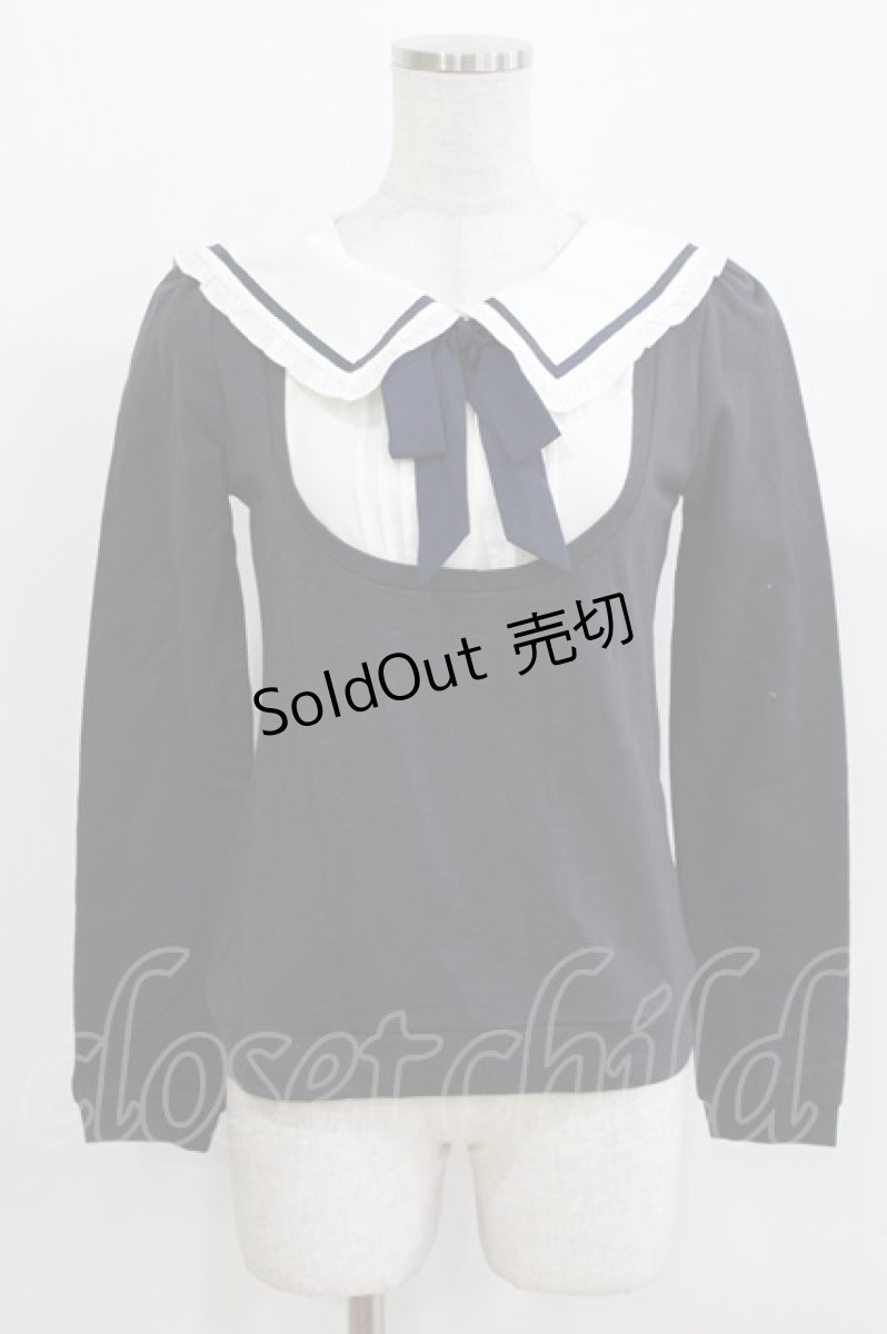 画像1: LIZ LISA / ヨーク切替トップス Free ネイビー H-26-03-16-060-LO-TO-NS-ZH (1)