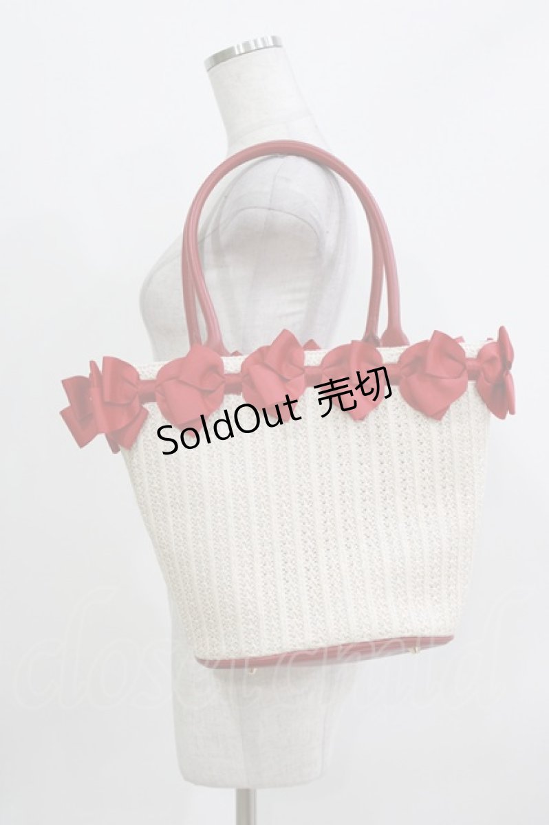 画像1: m petit by misako / AMリボンツキカゴTT  オフ/レッド H-26-03-16-062-LO-BG-NS-ZH (1)