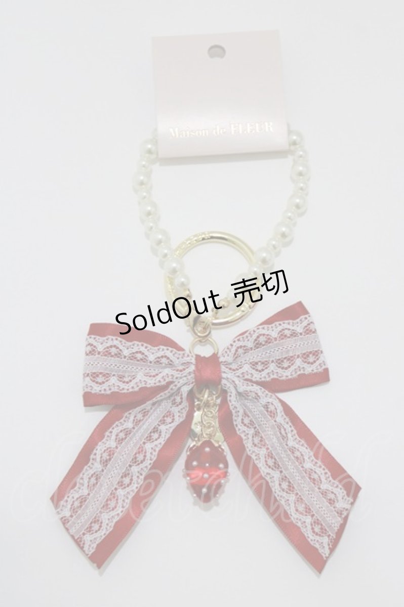 画像1: Maison de FLEUR / ガトーフレーズリボンチャーム  レッド H-26-03-16-075-LO-ZA-NS-ZH (1)