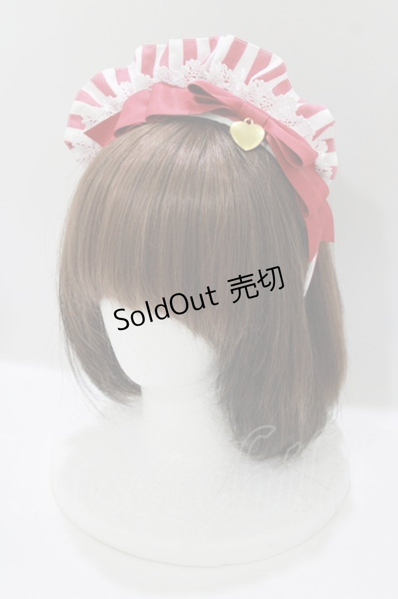 画像1: metamorphose / Chelseaフリルカチューシャ(ストライプ)  レッド H-26-03-16-078-ME-AC-NS-ZH (1)