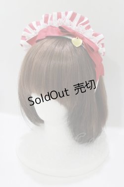 画像1: metamorphose / Chelseaフリルカチューシャ(ストライプ)  レッド H-26-03-16-078-ME-AC-NS-ZH