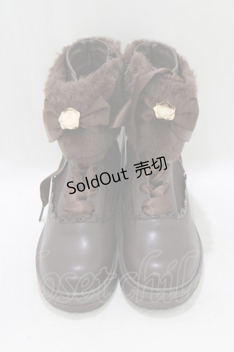 画像1: m petit by misako / AMNIFFレースUPブーツ L ブラウン H-26-03-16-080-LO-SH-NS-ZH (1)