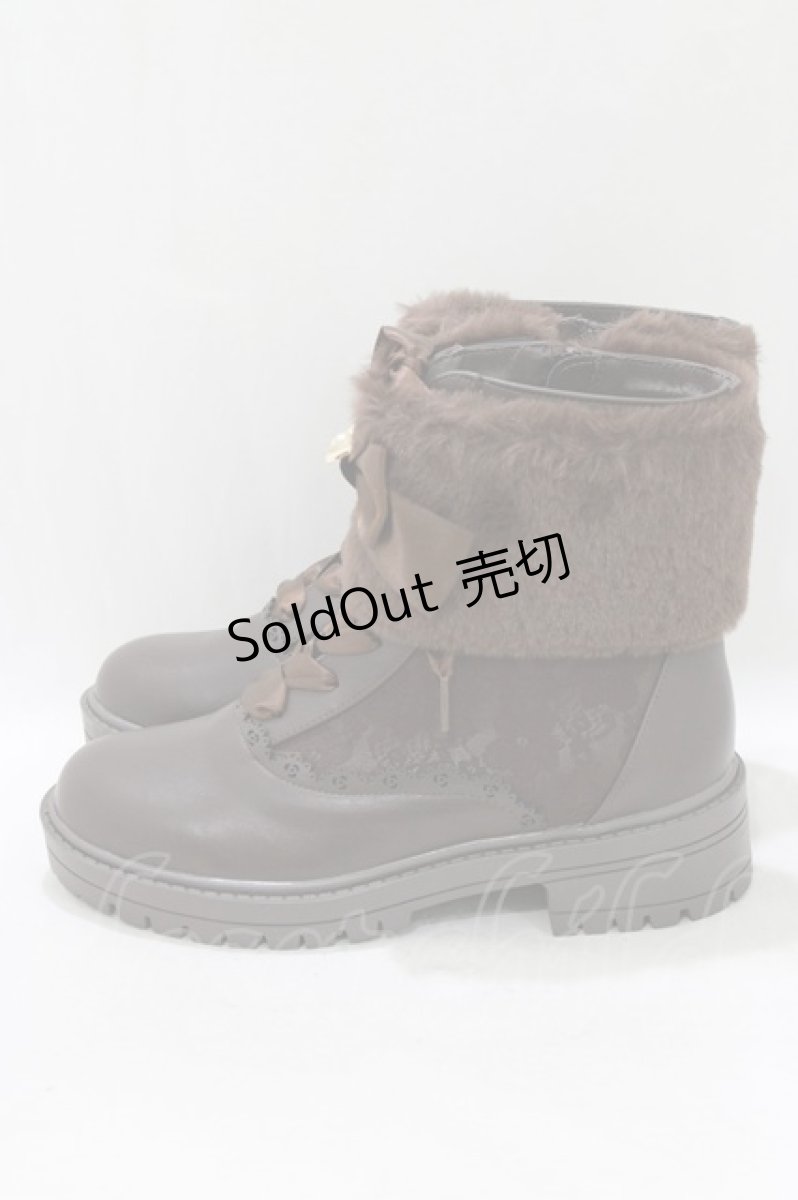 画像2: m petit by misako / AMNIFFレースUPブーツ L ブラウン H-26-03-16-080-LO-SH-NS-ZH (2)