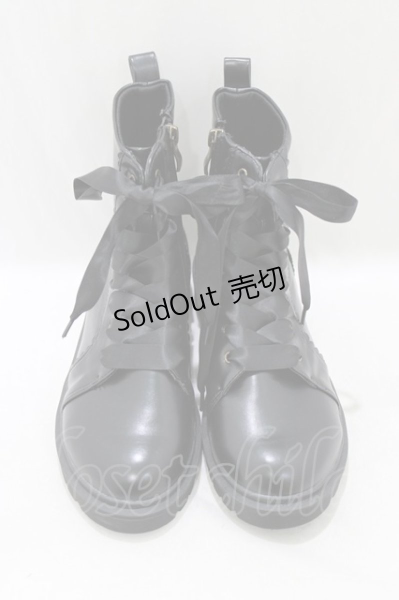 画像1: m petit by misako / レースアップショートブーツ L ブラック H-26-03-16-082-0-ZA-NS-ZH (1)
