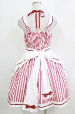 画像3: metamorphose / Chelsea エプロン付ジャンパースカート(ストライプ) Free レッド H-26-03-16-001-ME-OP-NS-ZH (3)