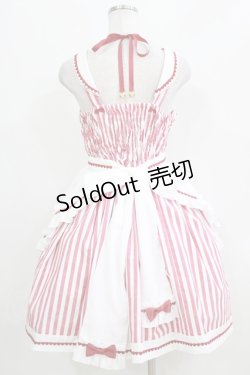 画像3: metamorphose / Chelsea エプロン付ジャンパースカート(ストライプ) Free レッド H-26-03-16-001-ME-OP-NS-ZH