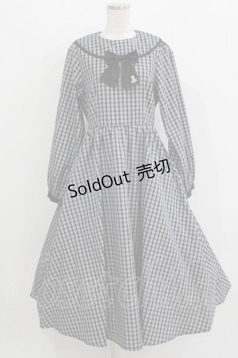 画像1: m petit by misako / NINA'S/リボンチェックワンピース M ブラック H-26-03-16-012-LO-OP-NS-ZH (1)