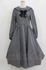 画像1: m petit by misako / NINA'S/リボンチェックワンピース M ブラック H-26-03-16-012-LO-OP-NS-ZH (1)