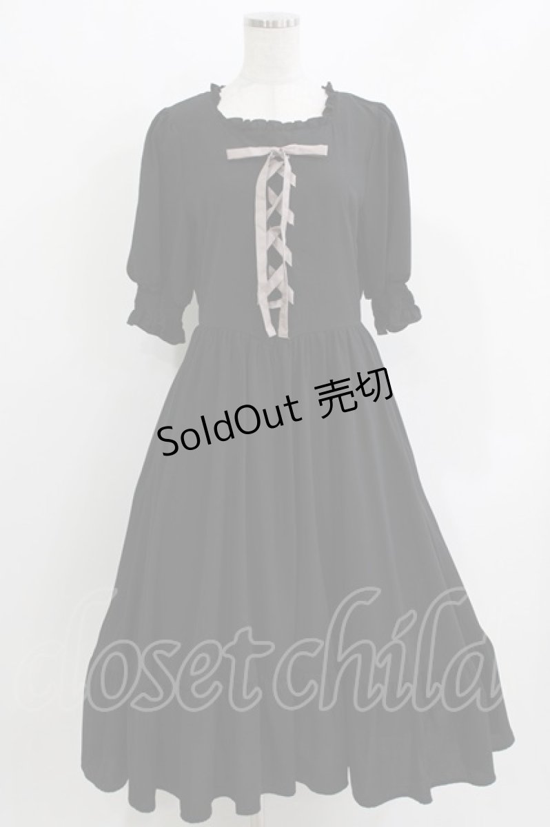 画像1: m petit by misako / AMレースアップワンピース L ブラック H-26-03-16-014-LO-OP-NS-ZH (1)