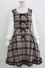 画像1: mille fille closet by LODISPOTTO / Dolly Check リボンワンピース M ブラウン H-26-03-16-023-LO-OP-NS-ZH (1)
