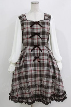 画像1: mille fille closet by LODISPOTTO / Dolly Check リボンワンピース M ブラウン H-26-03-16-023-LO-OP-NS-ZH
