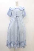 merry jenny / フリルカラーギンガムワンピース  ブルー H-26-03-17-1026-LO-OP-KB-ZH