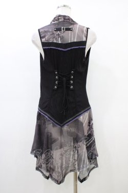 画像2: Ozz Croce / 和柄プリントメッシュジレ  黒 H-26-03-17-1036-OO-TO-AK-ZH