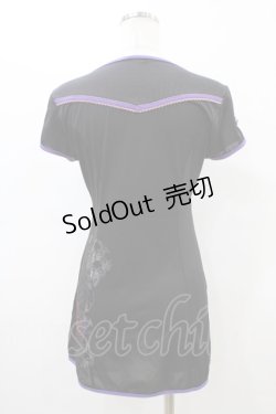 画像2: Ozz oneste / チャイナ刺繍半袖カットソー  黒 H-26-03-17-1044-OO-TO-AK-ZH