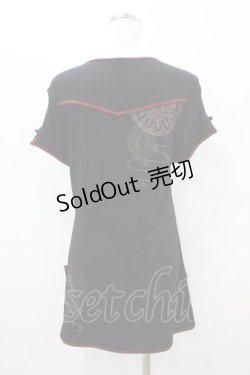 画像2: Ozz oneste / チャイナ刺繍半袖チュニック  黒×赤 H-26-03-17-1045-OO-TO-AK-ZH