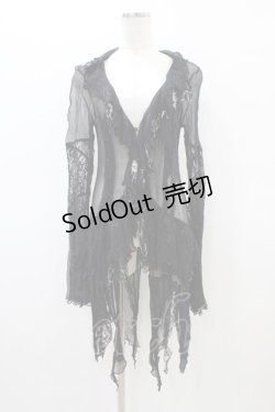 画像1: h.NAOTO / レースアップシースルーカーデ  黒 H-26-03-17-1047-HN-TO-AK-ZH