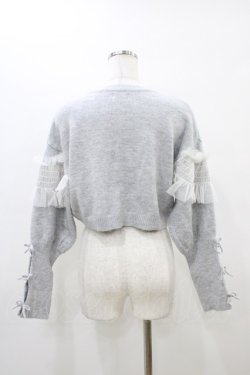 画像2: merry jenny / シャーリングチュールニットカーディガン  グレー H-26-03-17-1050-LO-TO-KB-ZH