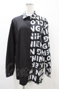 NieR Clothing / プリント切替シャツ  黒 H-26-03-17-1052-PU-BL-KB-ZH