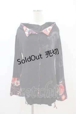 画像1: gouk / サイドギャザーカーディガン  黒 H-26-03-17-1053-GO-TO-KB-ZH