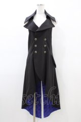 Moi-meme-Moitie / 後ろ編み上げ燕尾ジレ Man ブラック H-26-03-17-1009-MO-TO-KB-ZH