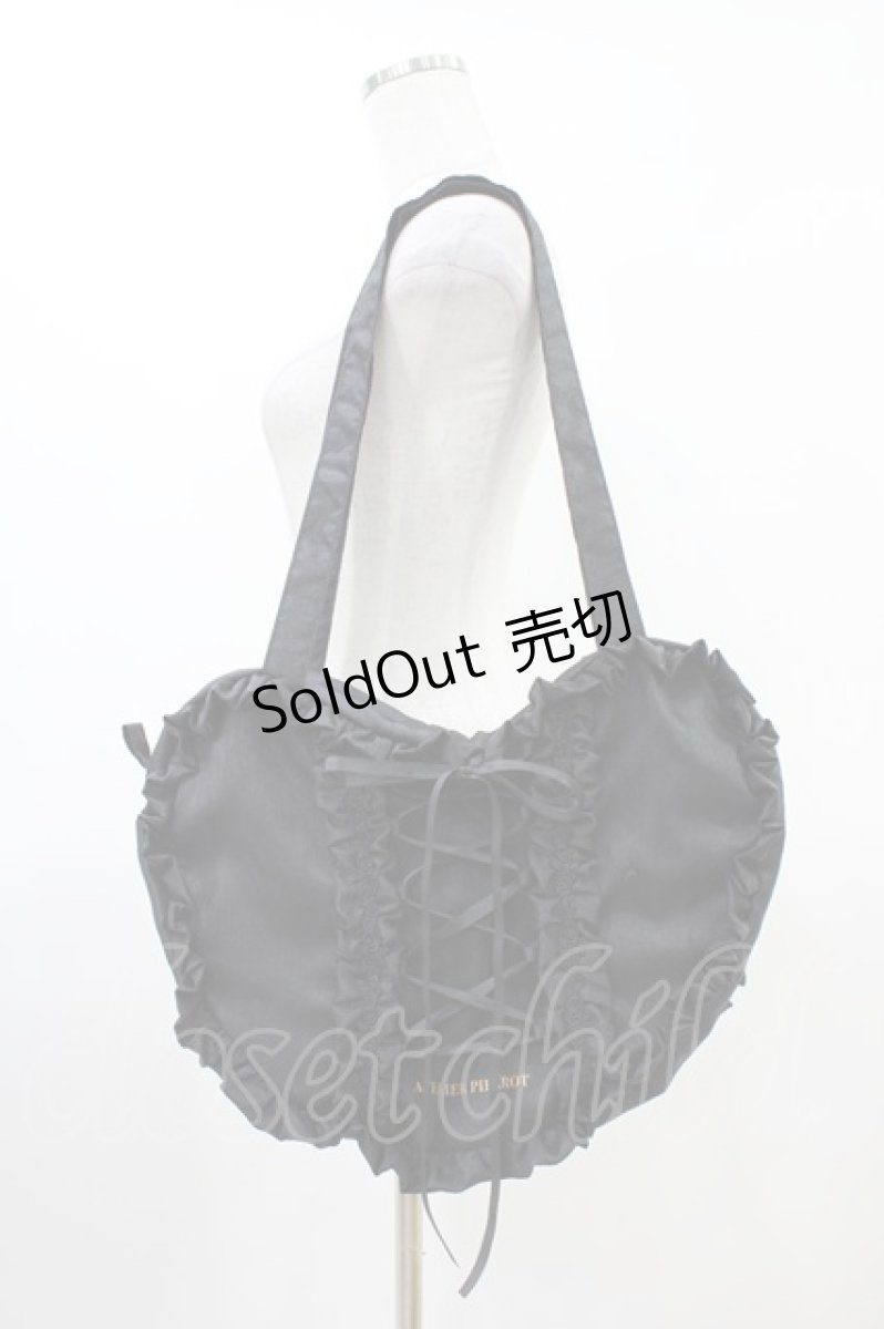 画像1: ATELIER PIERROT / Lace up Ribbon Heart Bag 黒  H-26-03-17-1003-EL-BG-AK-ZH (1)